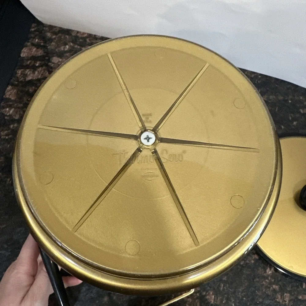 Vintage ice Bucket West Bend Thermo Serv Atomic Gold Black Mid-Century Barware